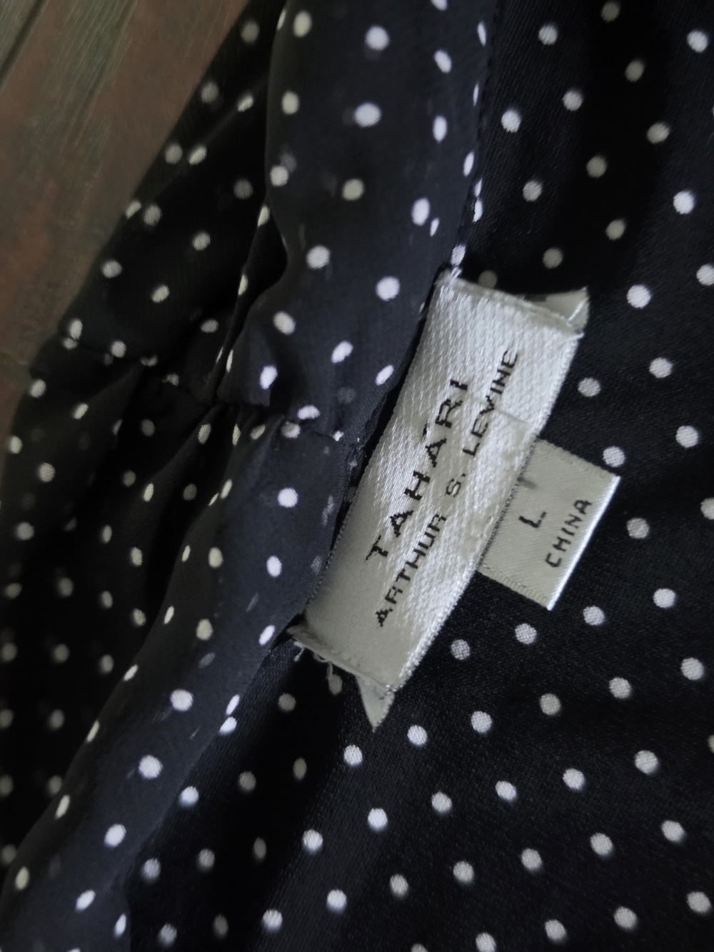 TAHARI Polka Dot Tie-Neck Blouse - Black - Picture 5 of 7